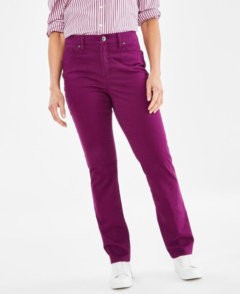 Petite High Rise Natural Straight-Leg Jeans, Created for Macy's