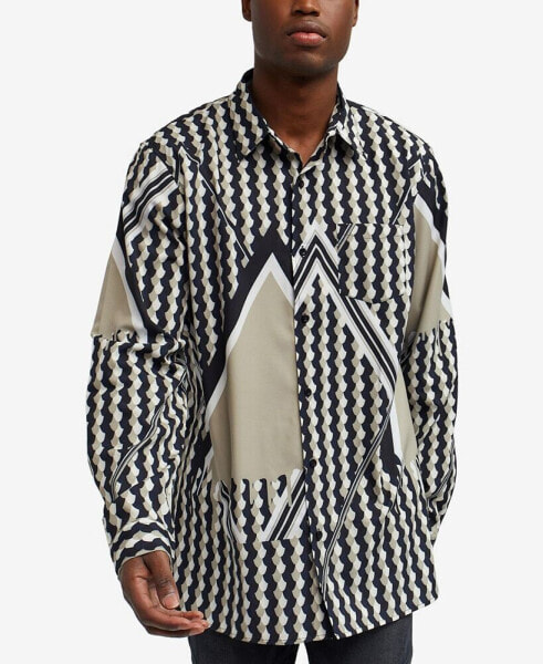 Men's Geo Print Long Sleeves Woven Shirt