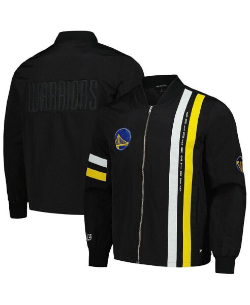 Men's and Women's Black Golden State Warriors Stitch Applique Full-Zip Bomber Jacket