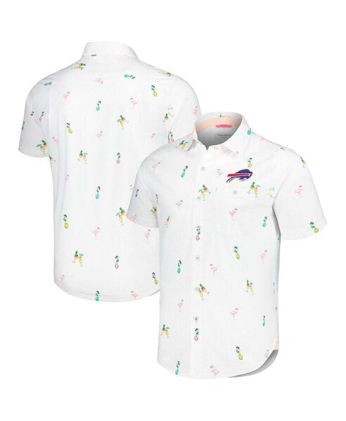 Men's White Buffalo Bills Nova Wave Flocktail Button-Up Shirt