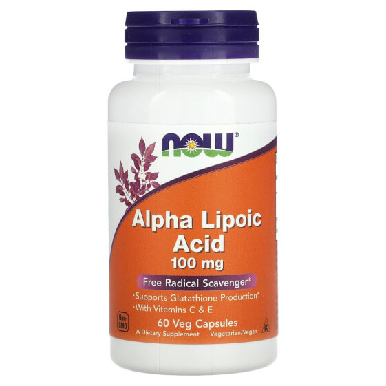 Антиоксиданты NOW Alpha Lipoic Acid, 250 мг, 60 вегетарианских капсул