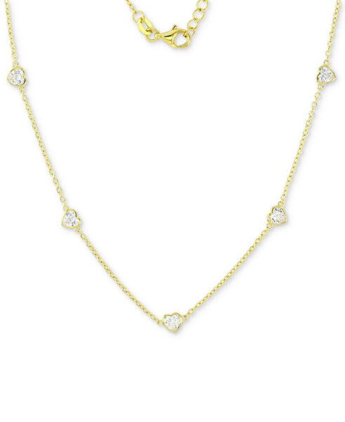 Macy's cubic Zirconia Heart Station Collar Necklace, 16" + 2" extender