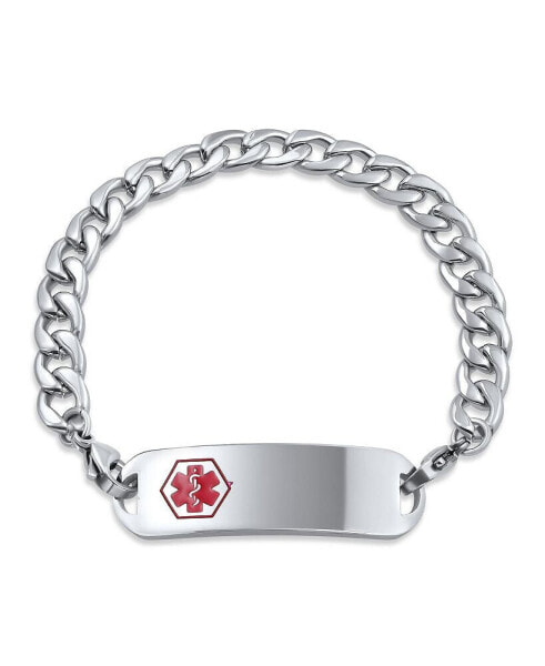 Lightweight Blank Identification Medical ID Link Bracelet For Men Stainless Steel 8.5in