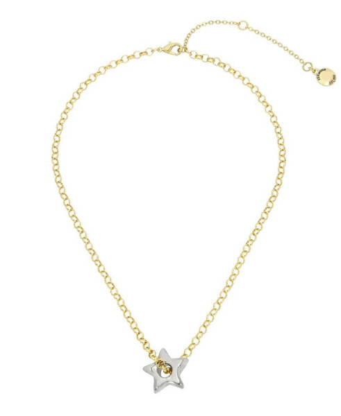 Steve Madden two-tone Puffy Star Pendant Necklace