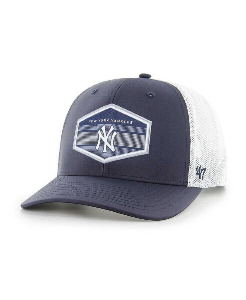 Men's Navy, White New York Yankees Burgess Trucker Snapback Hat