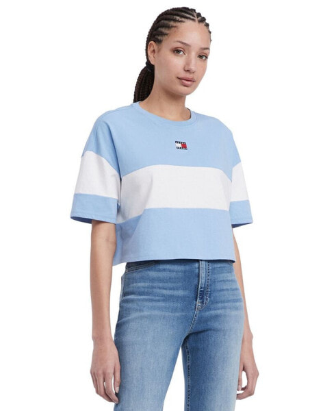 Women's Colorblock Cotton Crop T-Shirt