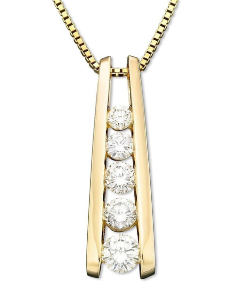 Five-Stone Diamond Journey Pendant Necklace in 14k Yellow or White Gold (1 ct. t.w.)