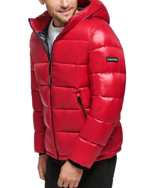 Men s High Shine Hooded Puffer Jacket M 165 BigSaleDay