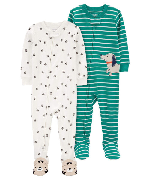 Toddler 2-Pack 100% Snug Fit Cotton 1-Piece Footie Pajamas 4T
