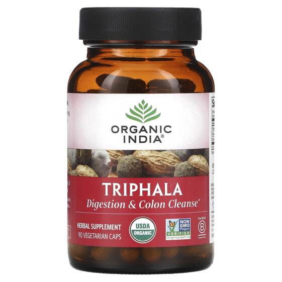 Витамины и БАДы для пищеварительной системы ORGANIC INDIA Triphala, 180 вегетарианских капсул