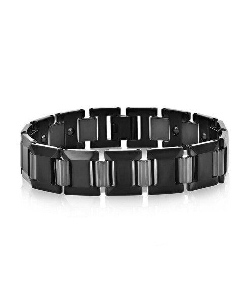 Polished Puzzle Magnetic Link Tungsten Bracelet