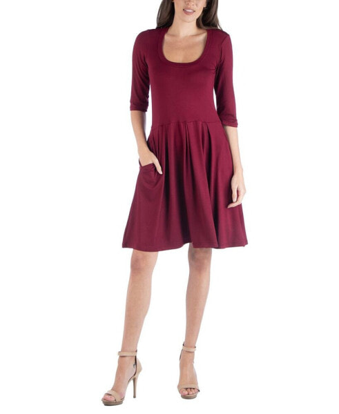 Платье женское 24seven Comfort Apparel модель Three Quarter Sleeve Mini Dress