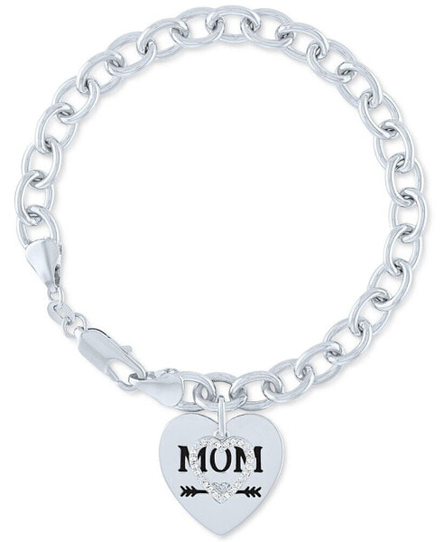 Diamond Mom Heart Charm Bracelet (1/10 ct. t.w.) in Sterling Silver