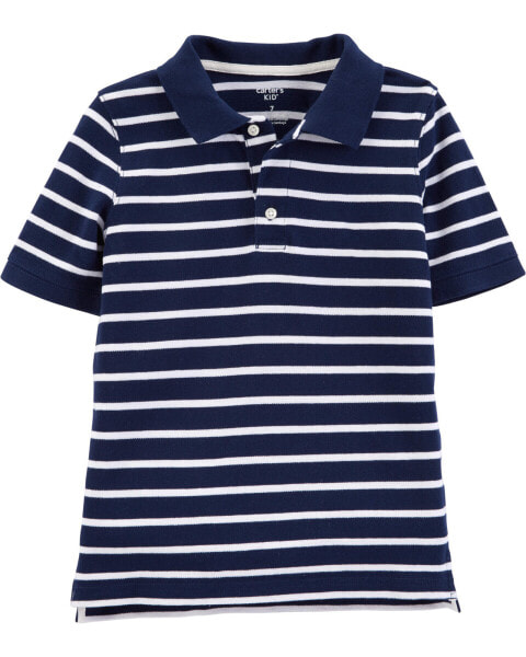Kid Navy Striped Piqué Polo Shirt 5