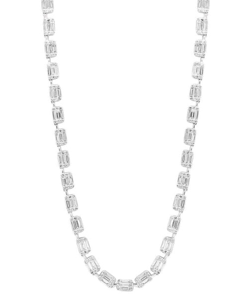 EFFY Collection eFFY® Diamond Baguette & Round Cluster 18" Collar Necklace (8-1/5 ct. t.w.) in 14k White Gold
