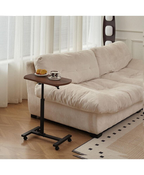 Height Adjustable Sofa Side C Shape Table, Laptop Holder End Stand Desk