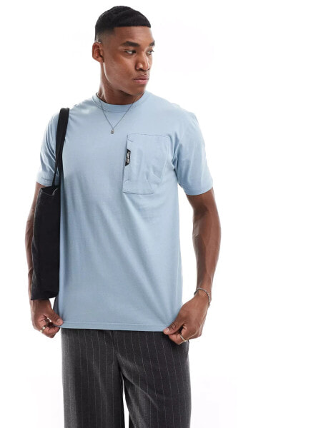 Marshall Artist short sleeve pocket detail t-shirt in light blue