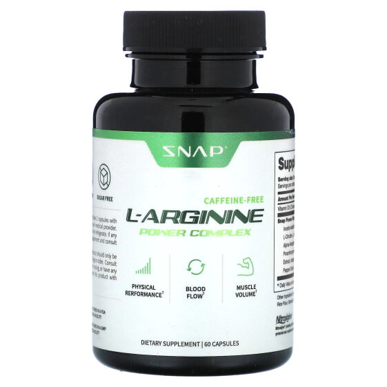 Аминокислоты Snap Supplements L-Arginine (без кофеина), 60 капсул