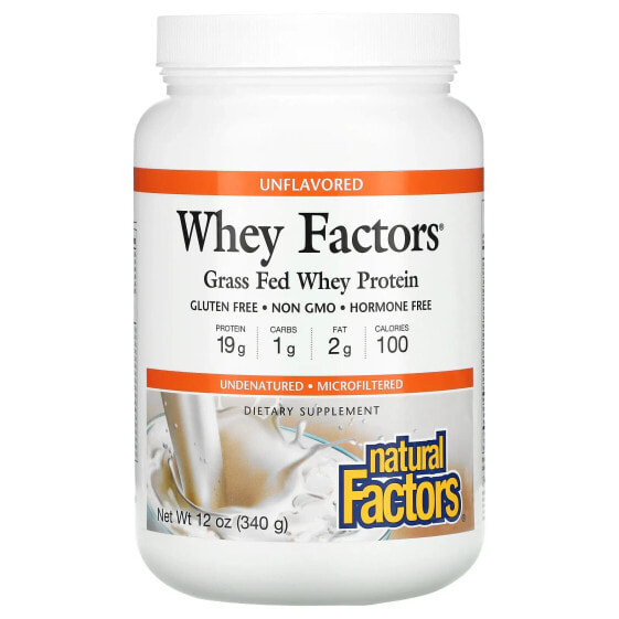 Протеин сывороточный Natural Factors Whey Factors, Гранулы без вкуса, 12 унции (340 г)