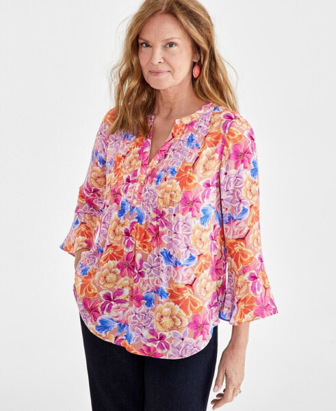 Petite Gigi Multi Pintuck Top, Created for Macy's