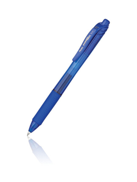 Pentel Energel X, Retractable gel pen, Blue, Blue, Translucent, Plastic, Rubber, Rubber, Ambidextrous