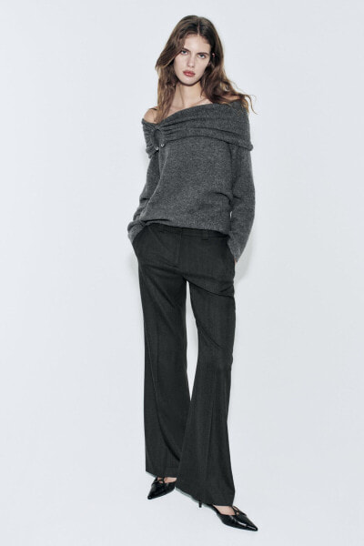 Zw collection trousers with frayed waist