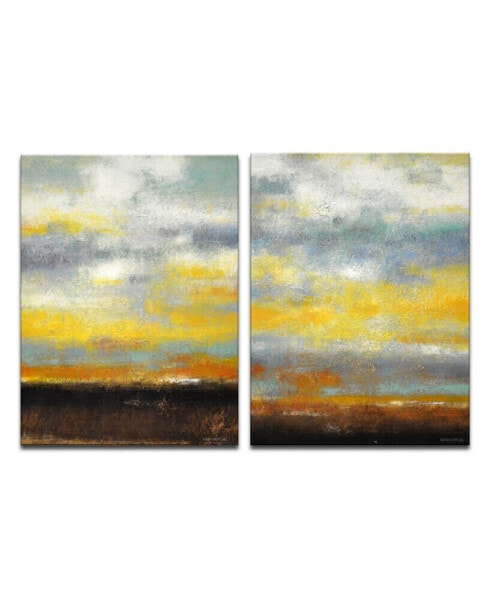 'Brushed Sunset I/II' 2 Piece Canvas Wall Art Set, 30x20"