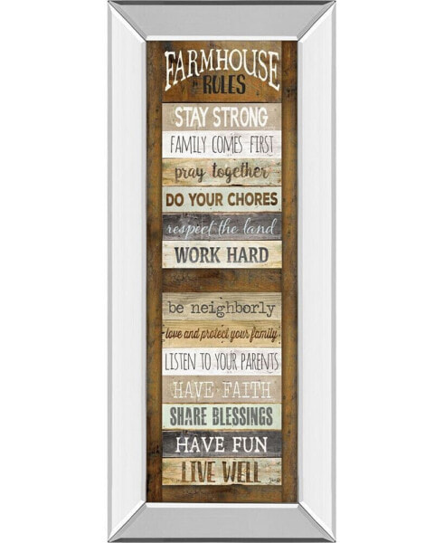 Farmhouse Rules Shutter by Marla Rae Mirror Framed Print Wall Art - 18" x 42"
