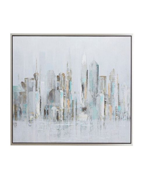 Canvas Buildings City Framed Wall Art with Silver-Tone Frame, 48" x 2" x 36"