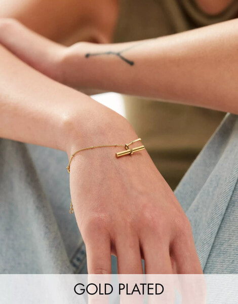 Lost Souls stainless steel t-bar bracelet in 18k gold plated