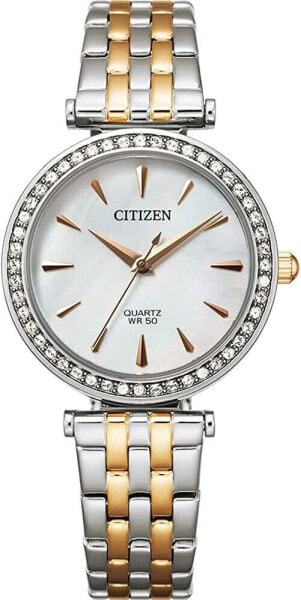 Citizen Ladies Crystal Pink Mother of Pearl Dial Quartz Watch - ER0216-59D NEW