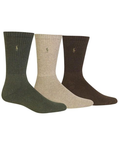 3 Pack Ribbed Cushion Foot Crew Men's Socks