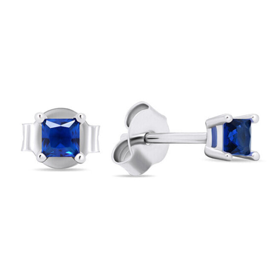 Silver stud earrings with blue zircons EA592WB