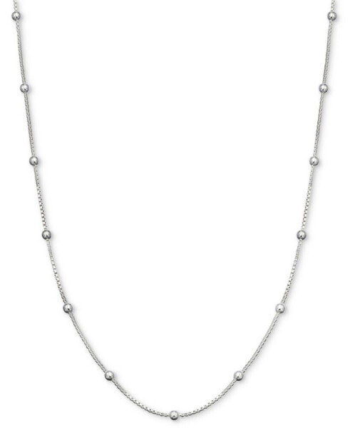 Beaded Box Link 20" Chain Necklace in Sterling Silver, Created for Macy's