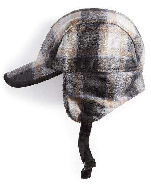 Men's Plaid Fleece Cap with Ear Flaps