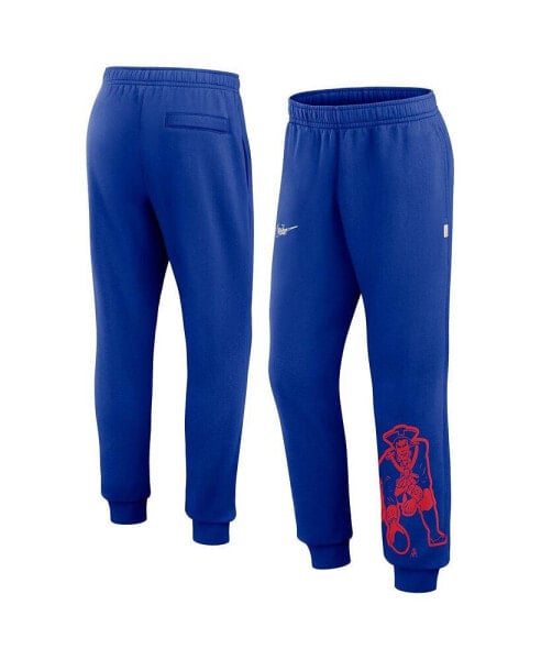 Men's Royal Distressed New England Patriots Logo Crop Joggers