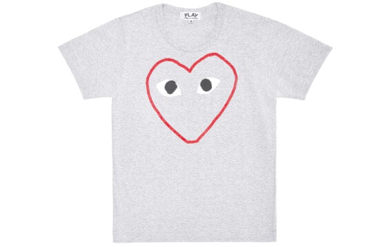 CDG Play T-Shirt 红色线条空心印花短袖T恤 女款 灰色 送礼推荐 / Футболка CDG Play T-Shirt T AZ-T265-051