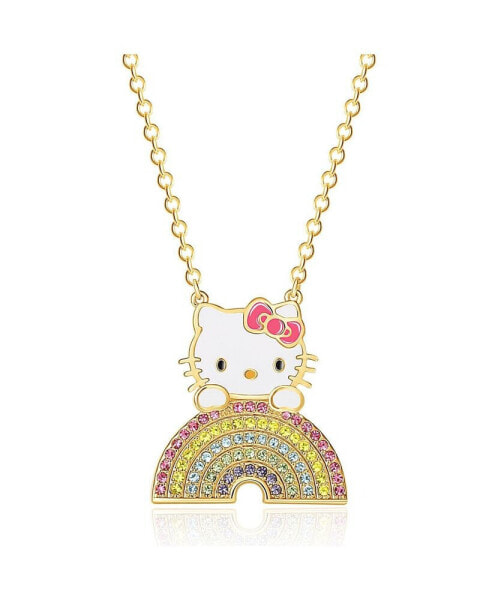 Sanrio 18kt Flash Gold Plated Crystal Rainbow Necklace, 18'' Chain