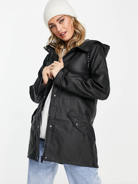 Vero Moda hooded rain jacket in black