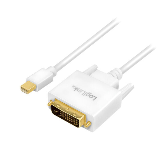 Переходник LogiLink Mini DisplayPort - DVI, мужской - мужской, золото, 3 м