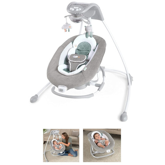 Ingenuity Pemberton 2 in 1 Portable Baby Swing and Rocker with Lights, Vibrations, Melodies, Volume Control, Smartphone Function and USB Port