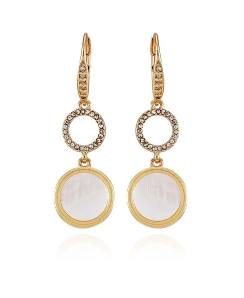 Gold-Tone Circle Coin Leverback Drop Earrings