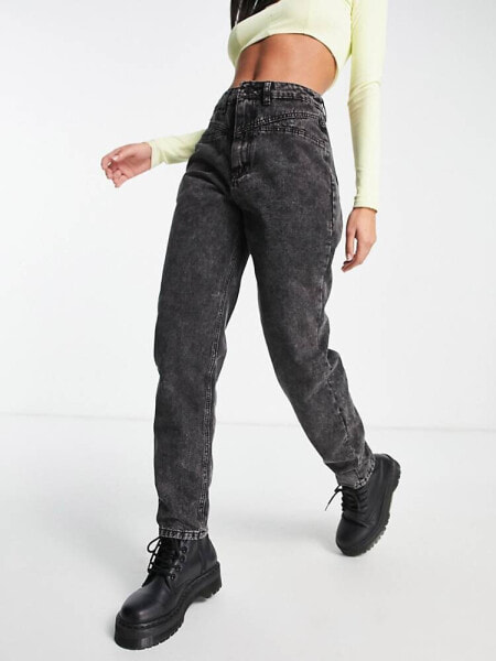 Missguided Riot seam detail jeans in washed black