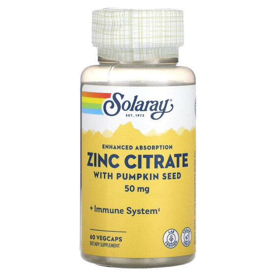 Zinc Citrate with Pumpkin Seed, 50 mg, 60 VegCaps