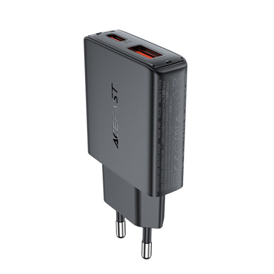 Зарядное устройство для сети GaN PD 30W USB-A USB-C черное Acefast A69