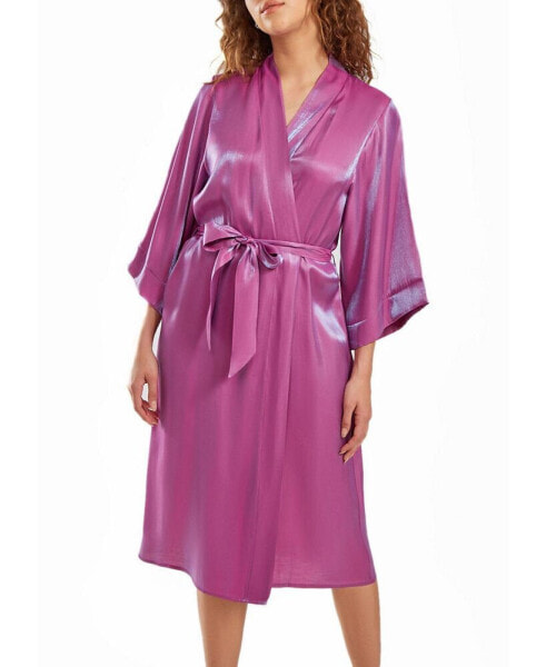 Women's Skyler Irredesant Robe with Self Tie Sash and inner Ties