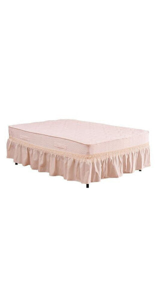 Around Bed 14" Elastic Wrap Ruffle Bed Skirt-Beige
