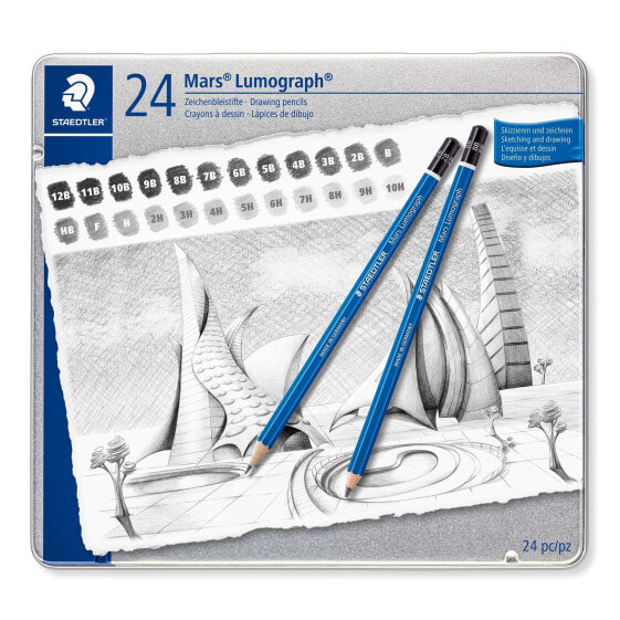 Чернографитный карандаш STAEDTLER Mars Lumograph - Multi - Многоцветный - Шестигранный - 2 мм - Упаковка - 24 шт.