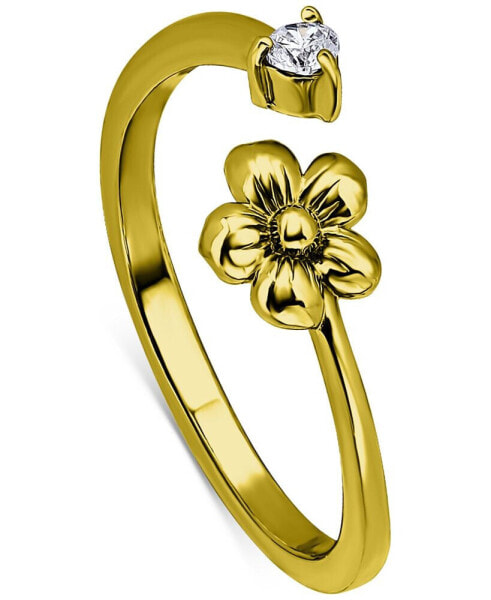 Cubic Zirconia Flower Bypass Toe Ring, Created for Macy's