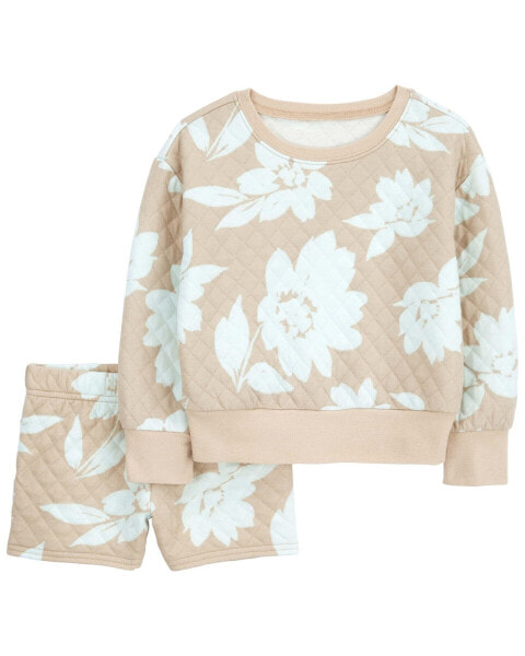 Toddler 2-Piece Floral Long-Sleeve Top & Short Set 2T